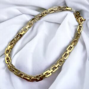EDDIE BORGO Supra Chain Link Necklace 12kt Gold Vermeil 17" New with Pouch